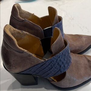 John Fluevog Brown and Blue Heeled Boots